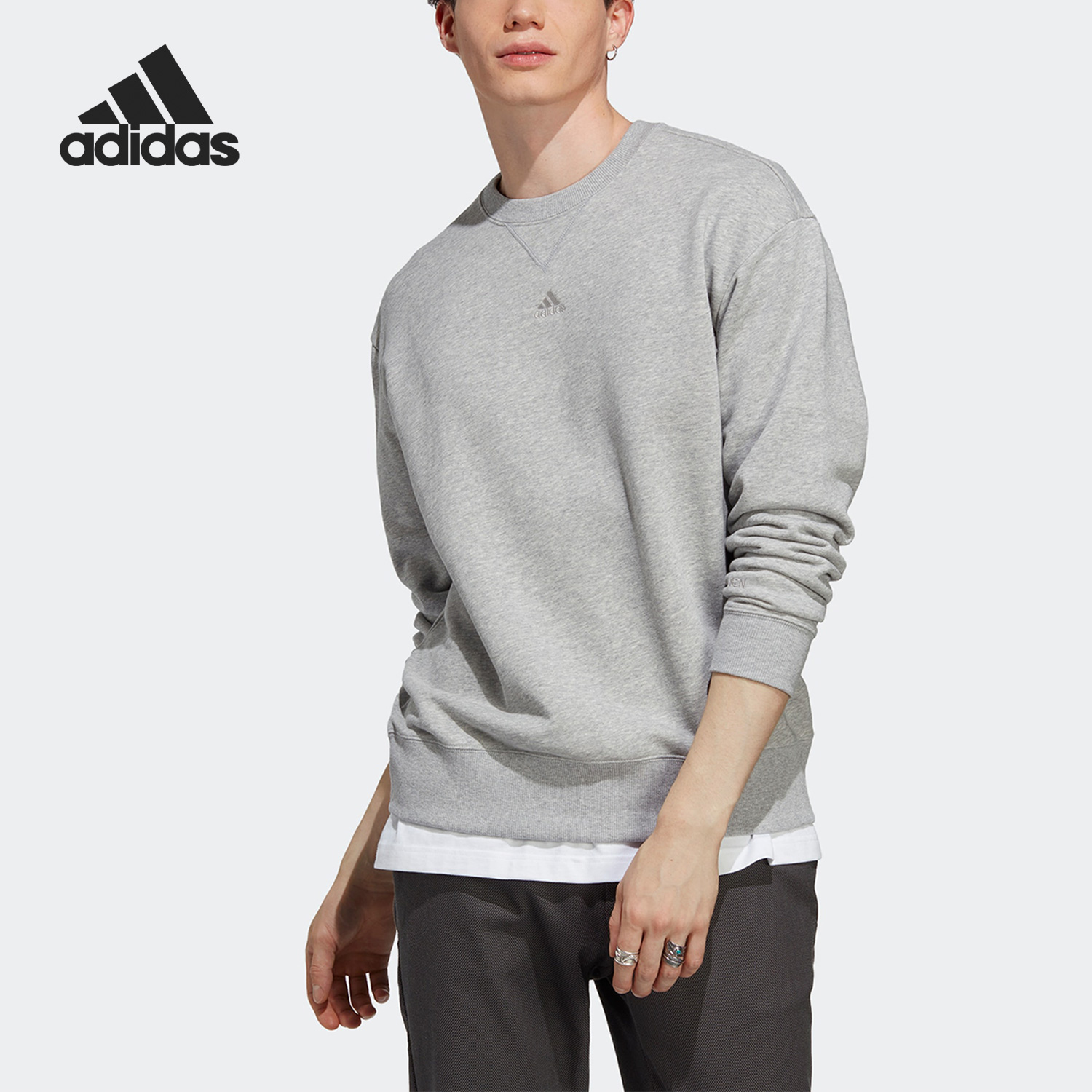 Adidas/阿迪达斯正品春季新款男子运动休闲圆领卫衣IC9806