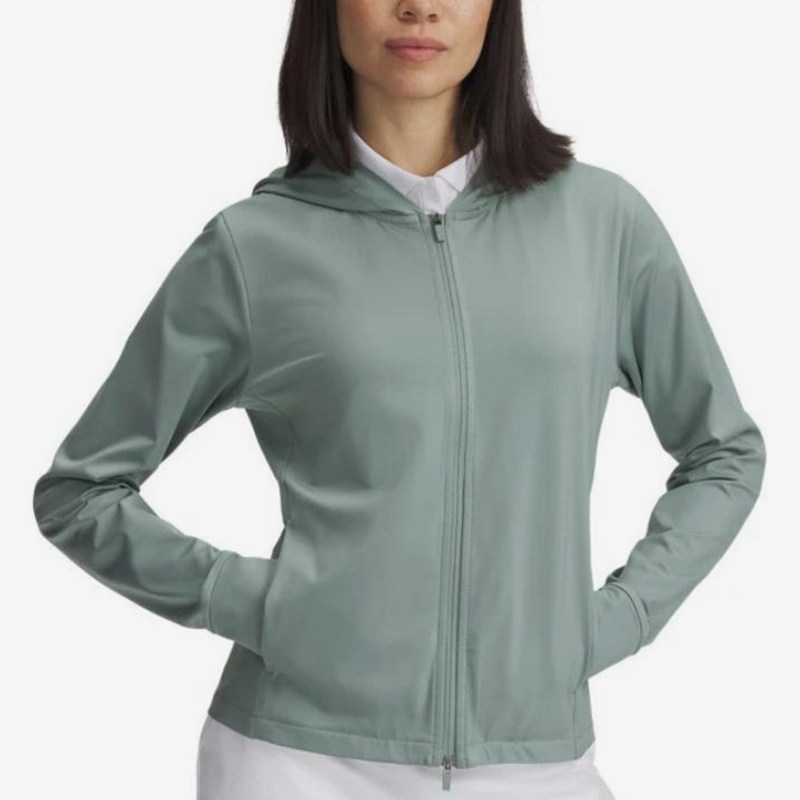 UA/安德玛正品2025新款女子针织运动休闲连帽夹克外套1389971-348