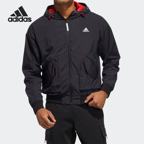 休闲防风Adidas/阿迪达斯连帽