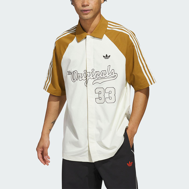 Adidas/阿迪达斯正品三叶草男士宽松梭织经典三条纹衬衫JM0513
