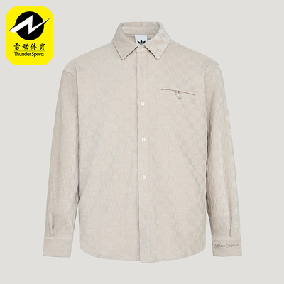 Adidas/阿迪达斯正品三叶草男士时尚经典翻领休闲长袖衬衫KU5614