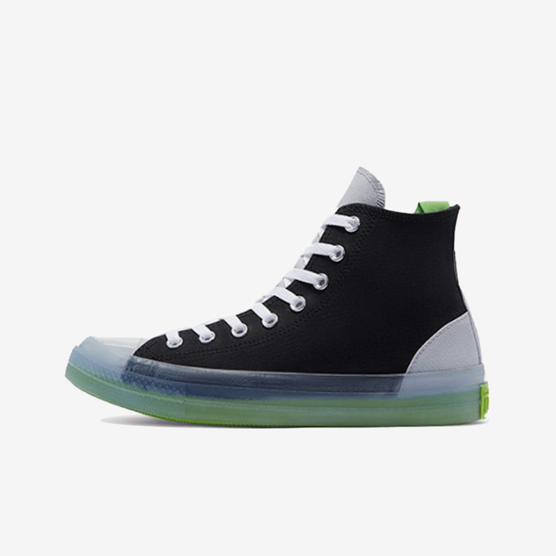 Converse匡威 防滑耐磨高帮拼接休闲帆布鞋男女同款黑绿 170834C