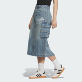 复古牛仔半身裙JM8036 三叶草女士经典 Adidas 阿迪达斯正品