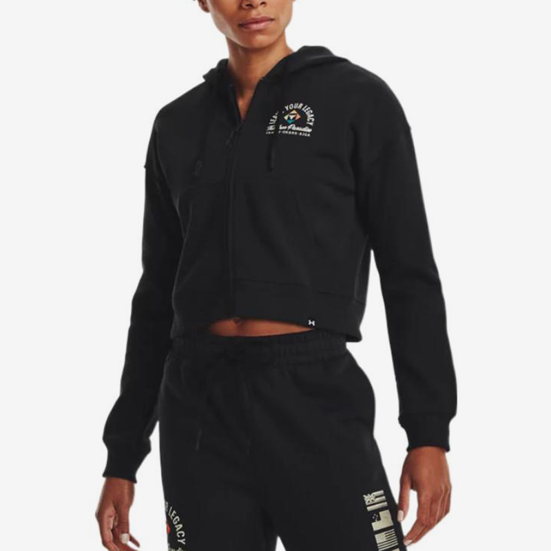 UA/安德玛正品运动女子经典休闲针织短款连帽夹克外套1379002-001