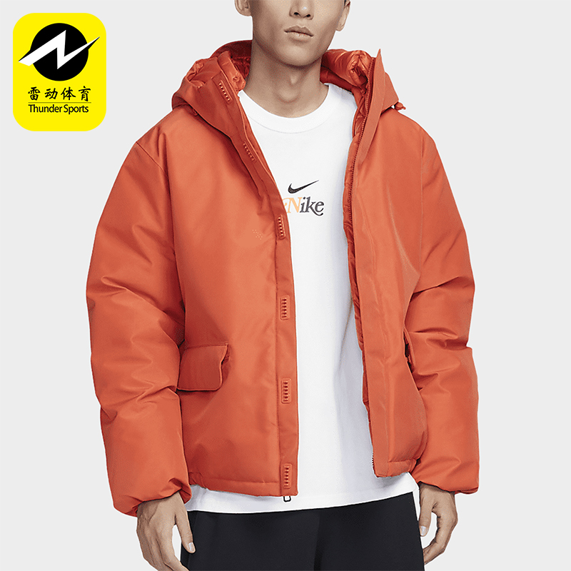 耐克男士保暖宽松连帽户外棉服