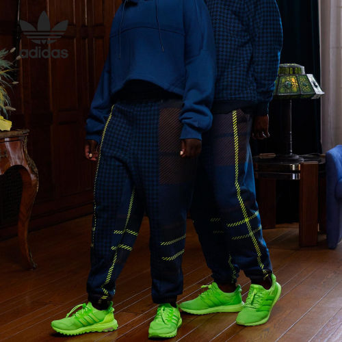 Adidas阿迪达斯正品IVY PARK男女透气宽松千鸟格运动长裤HL3997