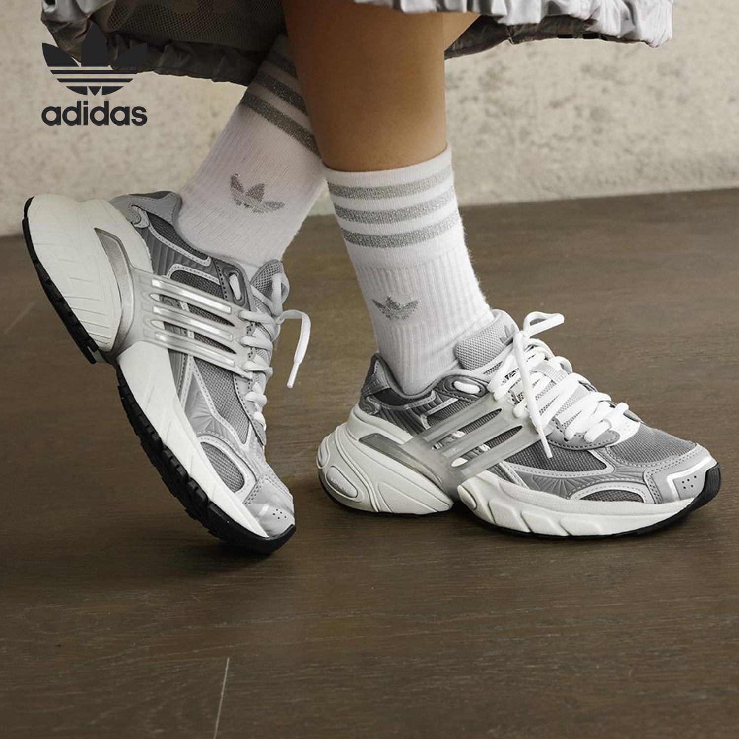 Adidas/阿迪达斯正品三叶草女士经典厚底透气运动老爹鞋JI2815
