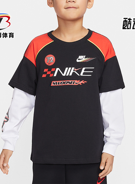 Nike/耐克正品Sportswear小童休闲拼接假两件刺绣上衣IV4743-010