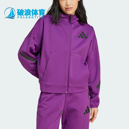 阿迪达斯女士户外连帽短裤外套