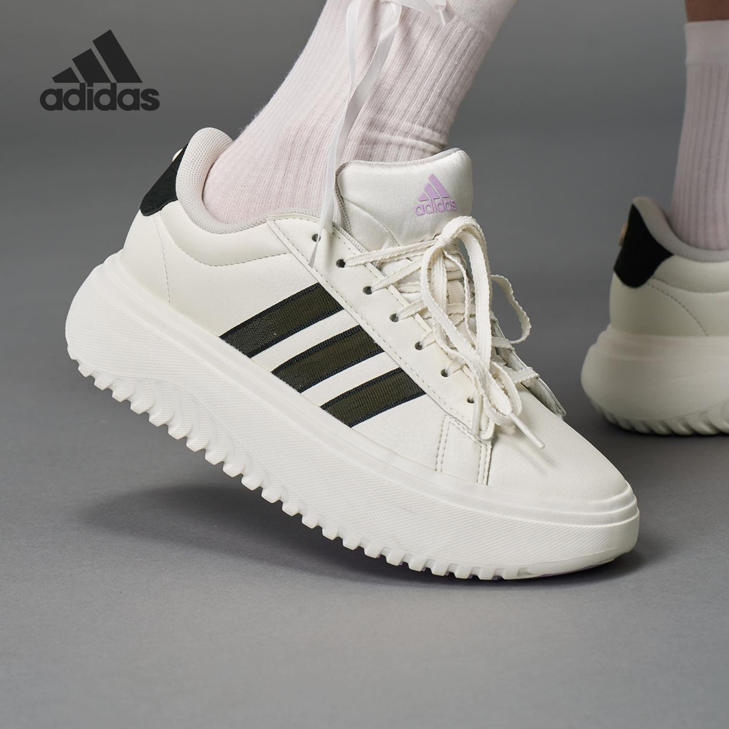 Adidas/阿迪达斯正品2025女士耐磨 网球厚底时尚经典休闲鞋JS1832