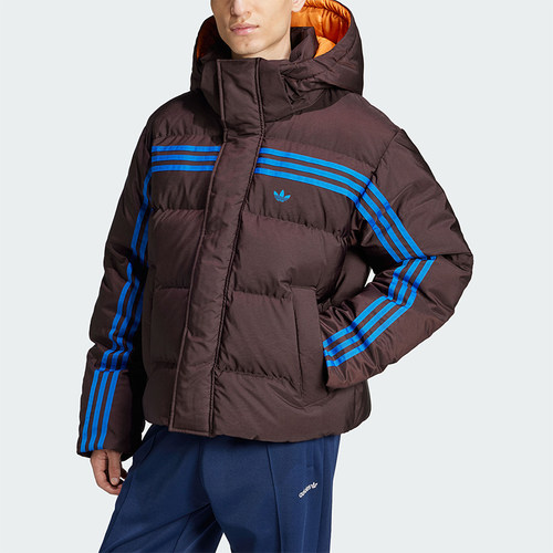 阿迪达斯男士复古拼接短裤羽绒服