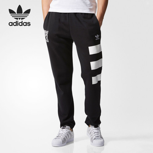 Adidas/阿迪达斯官方正品三叶草男士字母印花复古运动长裤BQ0893