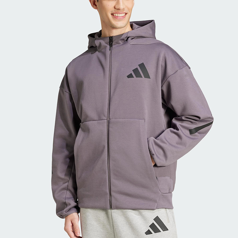 Adidas/阿迪达斯正品2025春季男士经典针织连帽运动外套JD2911