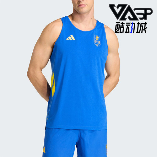 Adidas/阿迪达斯正品春季男士跑步运动经典针织透气背心T恤KE8448
