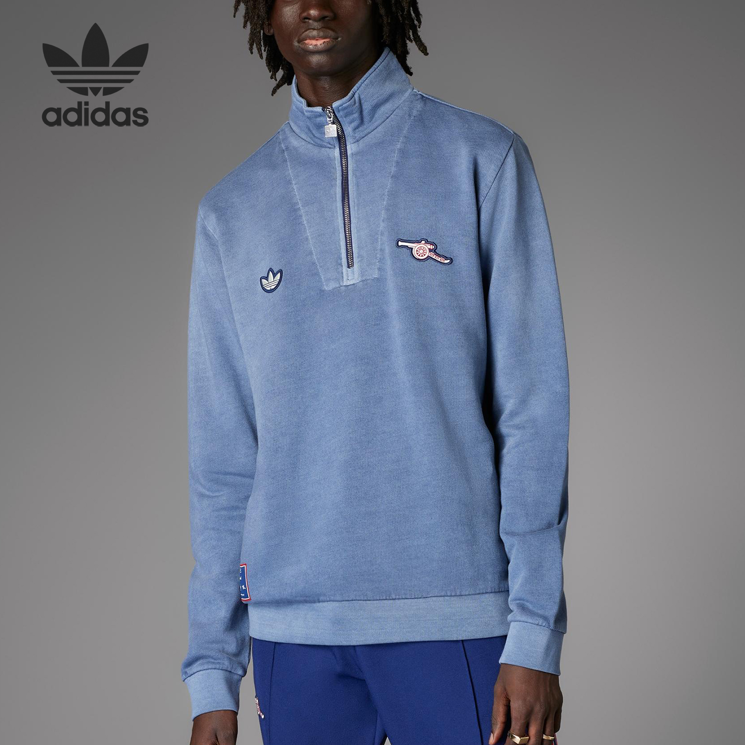 Adidas/阿迪达斯正品三叶草男士足球立领卫衣套头衫JF0564