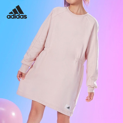Adidas/阿迪达斯正品新款大容简约圆领运动长袖连衣裙IT4838