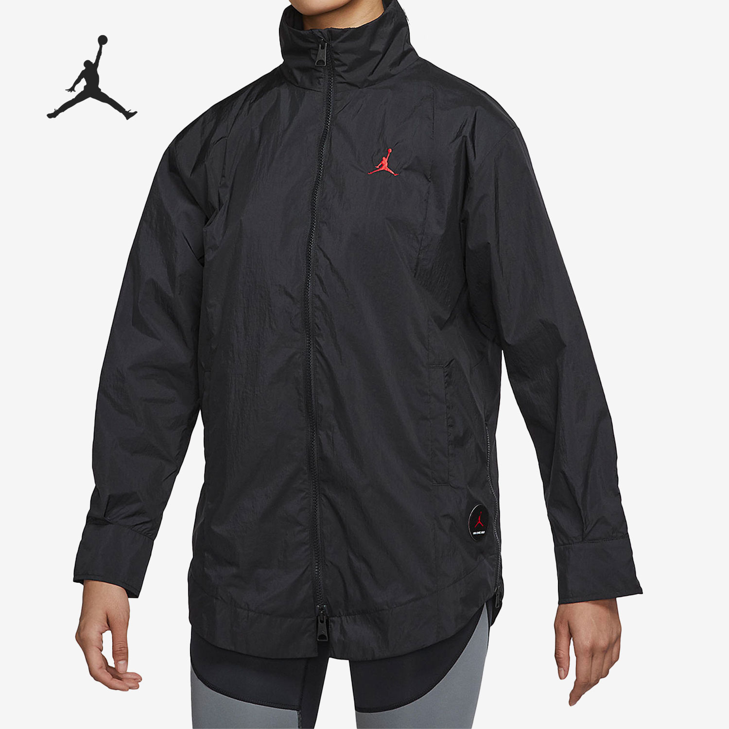 耐克女子立领刺绣几何夹克外套