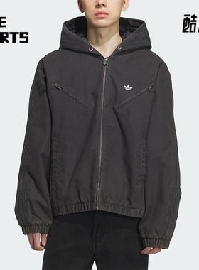 Adidas/阿迪达斯正品三叶草男女休闲连帽运动宽松保暖外套KC2640