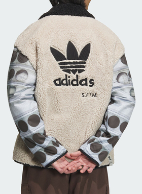 Adidas/阿迪达斯官方正品三叶草男女加绒运动宽松夹克外套IY9514