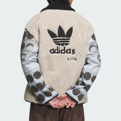 Adidas/阿迪达斯官方正品三叶草男女加绒运动宽松夹克外套IY9514