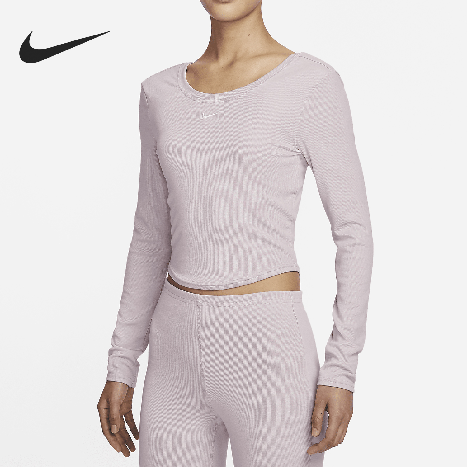 Nike/耐克正品春季新款女士紧身大圆领针织长袖T恤FN3662-019