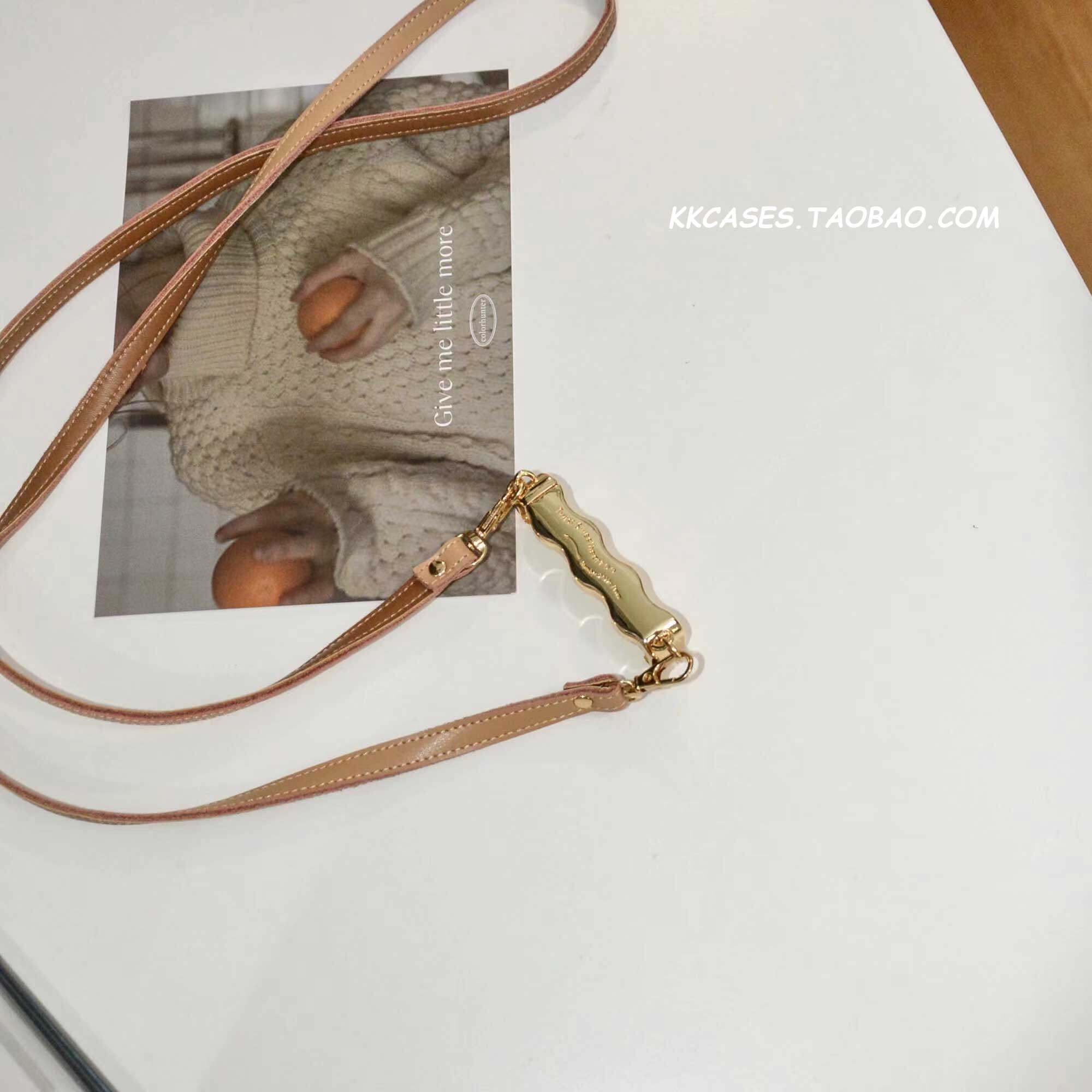 金色几何手机夹万能挂绳卡其可调节挂脖斜挎背手机链手机壳背夹17