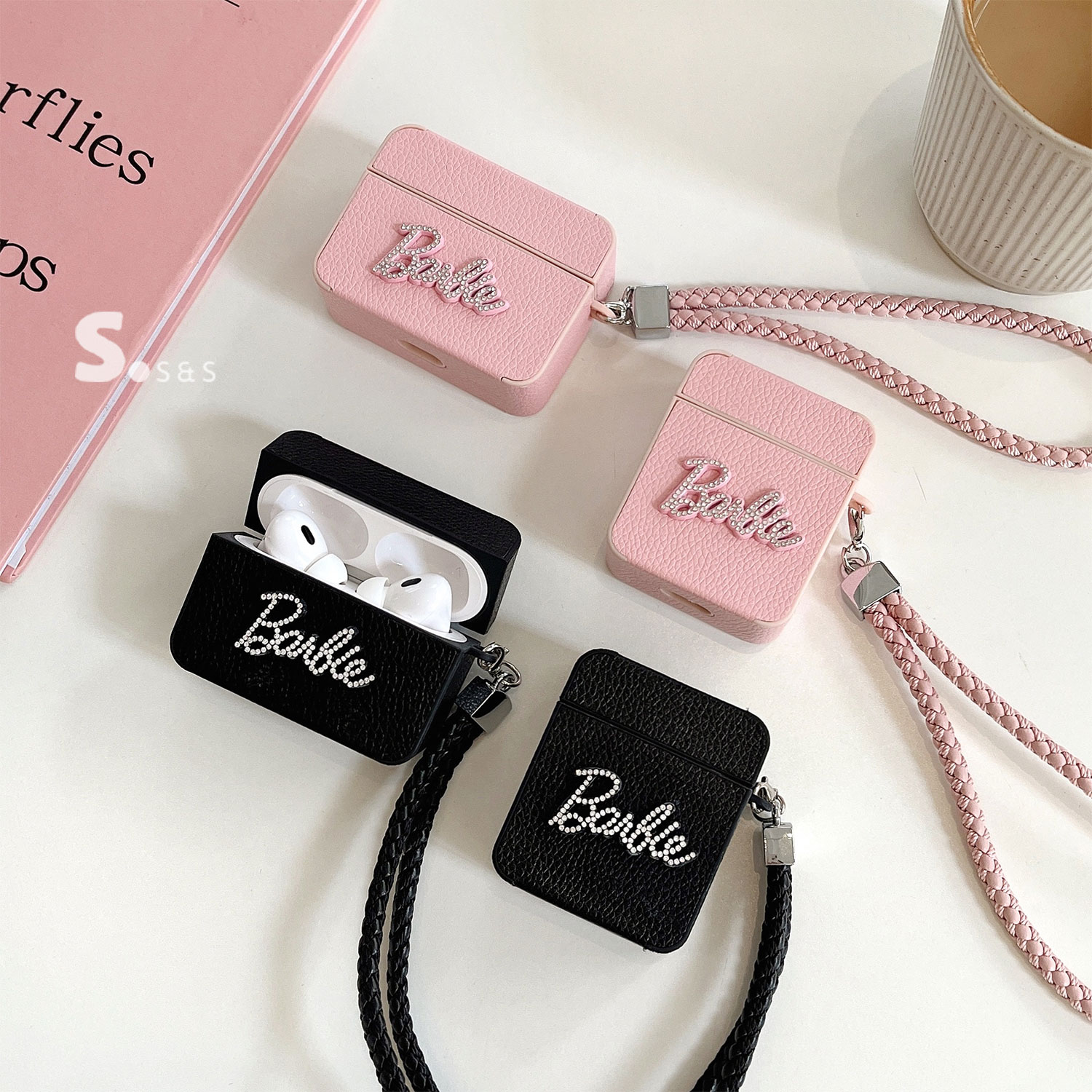 airPods Pro第一二三代123皮质手链芭比无线蓝牙耳机壳苹果适用硅胶软壳保护套文字英文字母腕带挂绳耳机盒