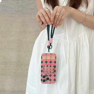 iphone16pro小众高级感15max流沙珍珠支架手机壳手提腕带挂绳12苹果13适用新款17全包防摔软壳韩国14保护套11