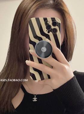 iphone15pro小众简约14max条纹cd支架16手机壳iphone13苹果12适用韩国创意不规则高级感镜头全包17保护套