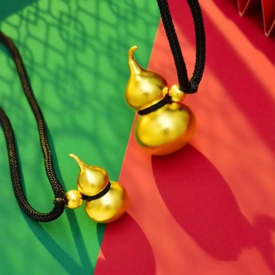 古法传承金葫芦吊坠越南沙金福禄转运仿黄金999磨砂实心葫芦挂坠