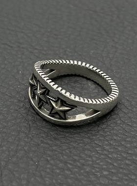 s925纯银高级感复古锯齿三连星星戒指男cody sanderson指环经典款