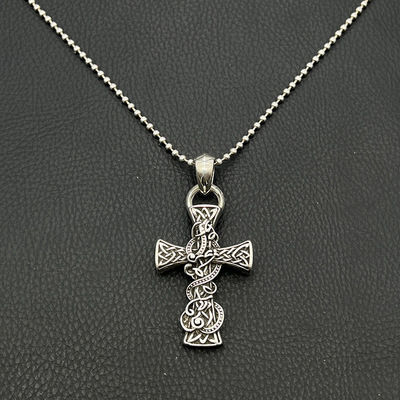 s925纯银高级感复古水滴圆环凯尔特龙项链男女嘻哈个性吊坠经典款