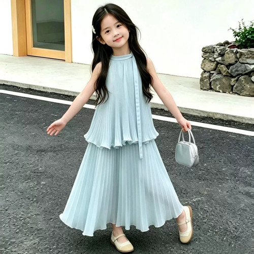 女童夏季温柔风挂脖薄款两件套