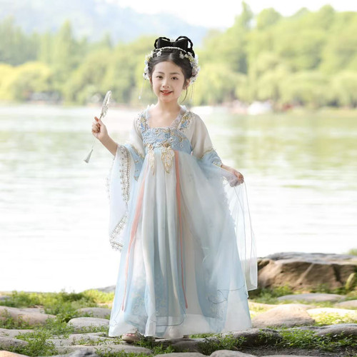 女童汉服重工刺绣超仙连衣襦裙