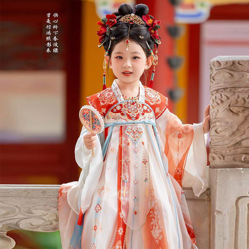 惊鸿舞女童汉服重工超仙连衣裙图片