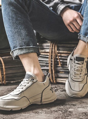 欧洲站包底男鞋2024春季加棉厚底白色鞋子休闲运动高帮鞋温州