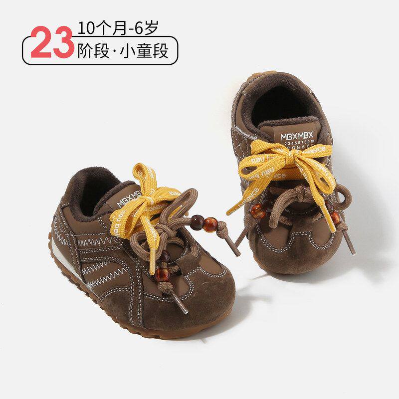 宝宝加绒棉鞋女童休闲鞋冬季新款学步鞋男童运动鞋双鞋带装饰板鞋