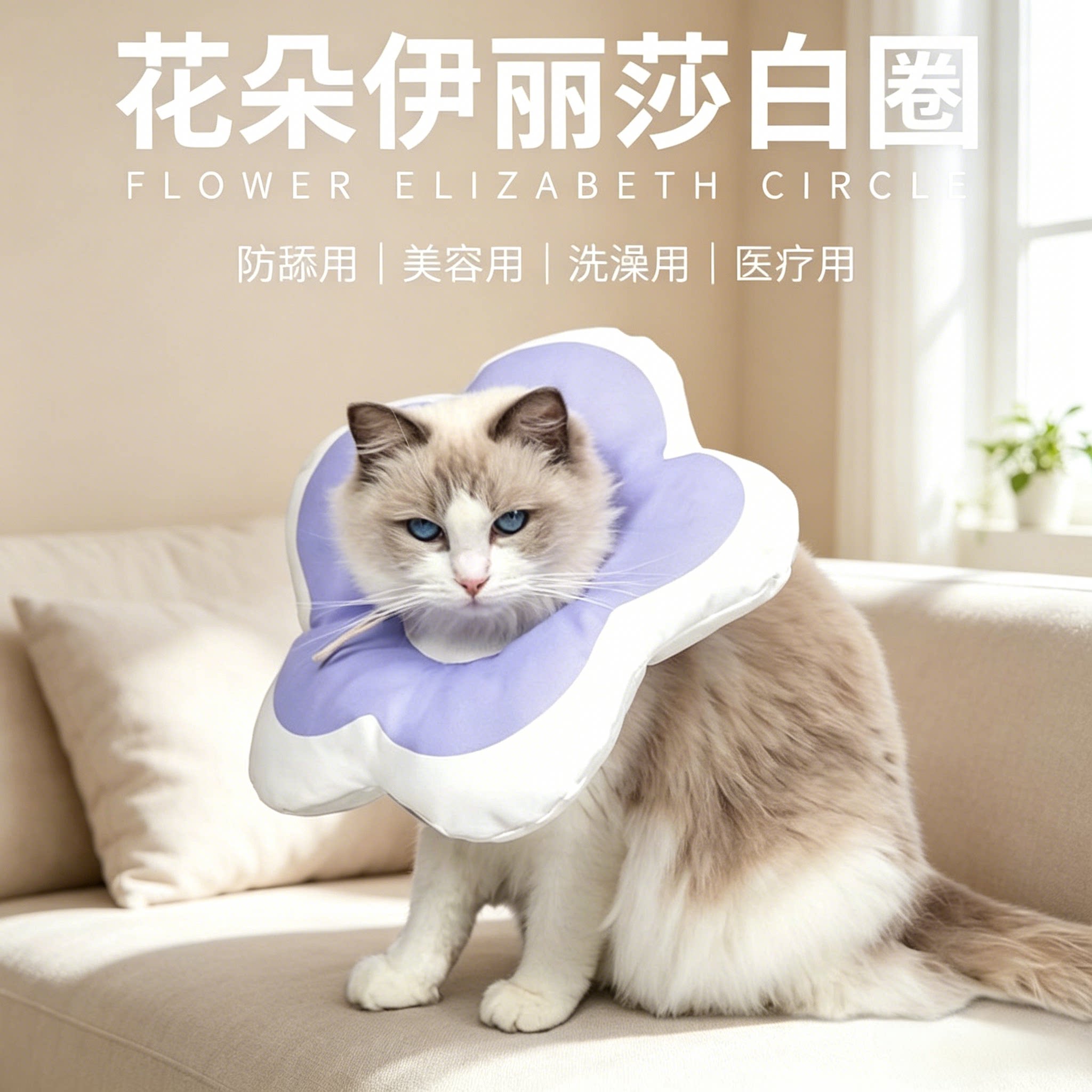 伊丽莎白圈猫咪术后绝育项圈防舔