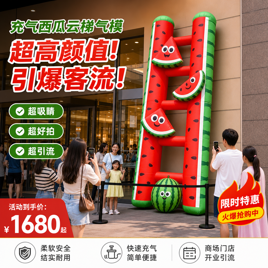网红水果气模定制充气西瓜草莓榴莲模型商场引流水果店开业布置