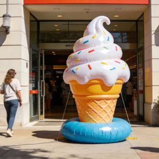 户外充气卡通冰淇淋模型大型气模夏日活动主题奶茶店甜品装饰道具