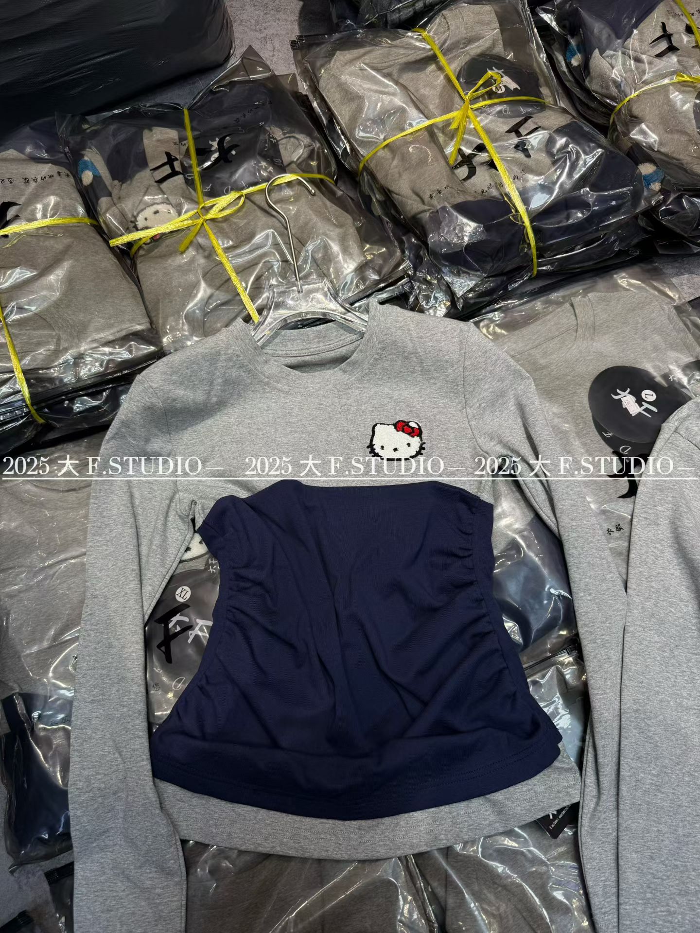 DF2025新款时尚百搭圆领宽松长袖T恤女潮打底衫女ins卡通女