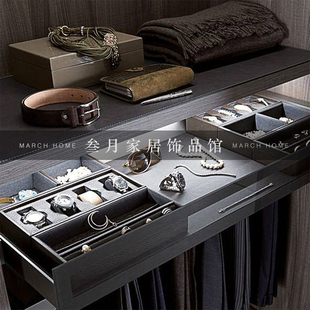 轻奢样板间衣帽间首饰抽屉墨镜领带手表香水装套装饰品道具摆件