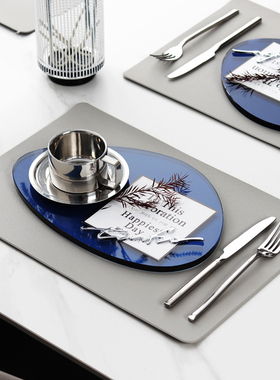 轻奢样板房餐具套装蓝色不锈钢