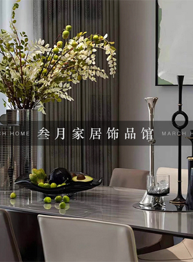 样板间客厅餐厅烛台托盘组合摆件