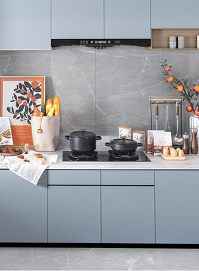 新中式样板间饰品厨房摆件橙色系花瓶仿真花艺储物罐锅具橱柜装饰