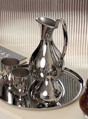 装饰花瓶餐具醒餐桌柜西厨房不锈钢软酒具酒器摆件餐边托盘样板房