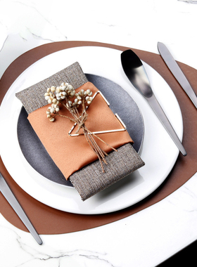 北欧样板房间餐具摆台橙色创意