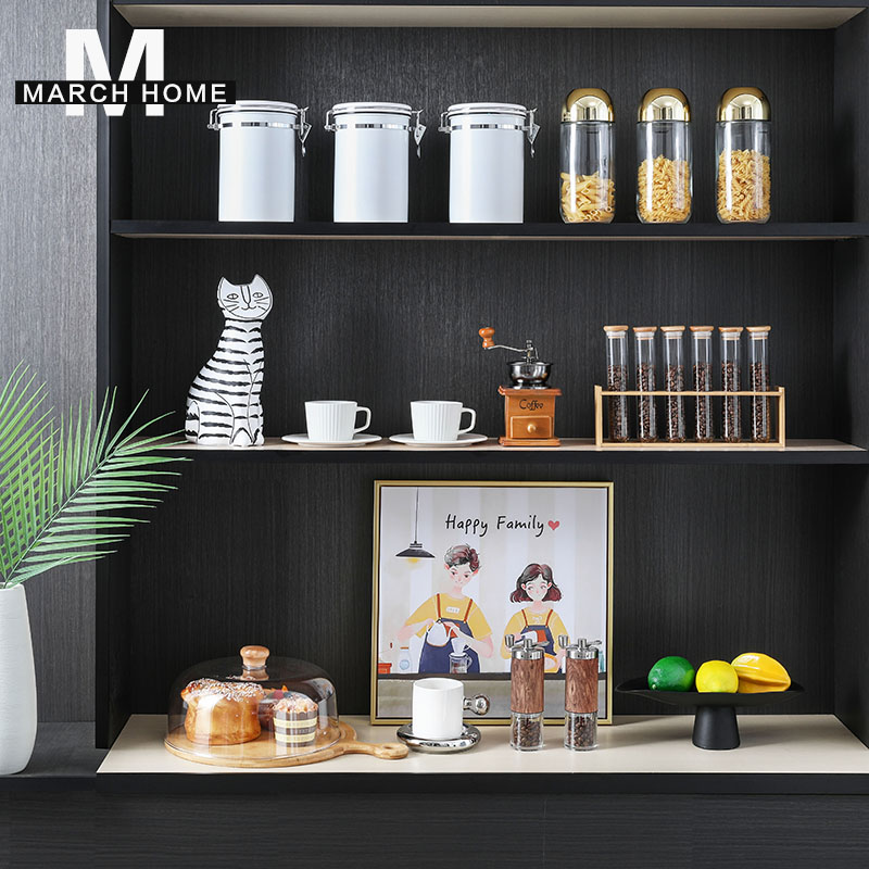 侘寂风样板间厨房咖啡店装饰品试管玻璃储物罐摆件层架密封罐用品