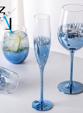 波尔多红酒杯样板间红葡萄高脚酒杯香槟杯酒吧餐边柜星空酒具摆件