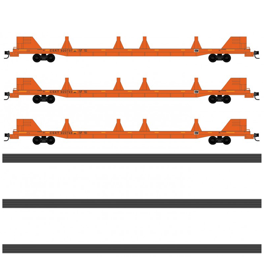 mtl n比例 csx 轨道维修平车 3节套装 北美火车模型 99302203